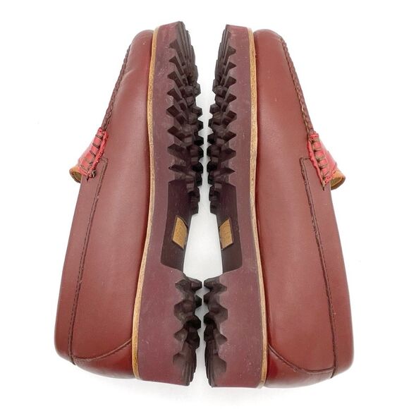 G.H. Bass Weejuns Penny Loafers Lug Sole Red Orange Leather Size 7 Preppy Fall - Picture 9 of 16